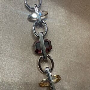 Swarovski Silver Necklace with Purple and Gold Accents